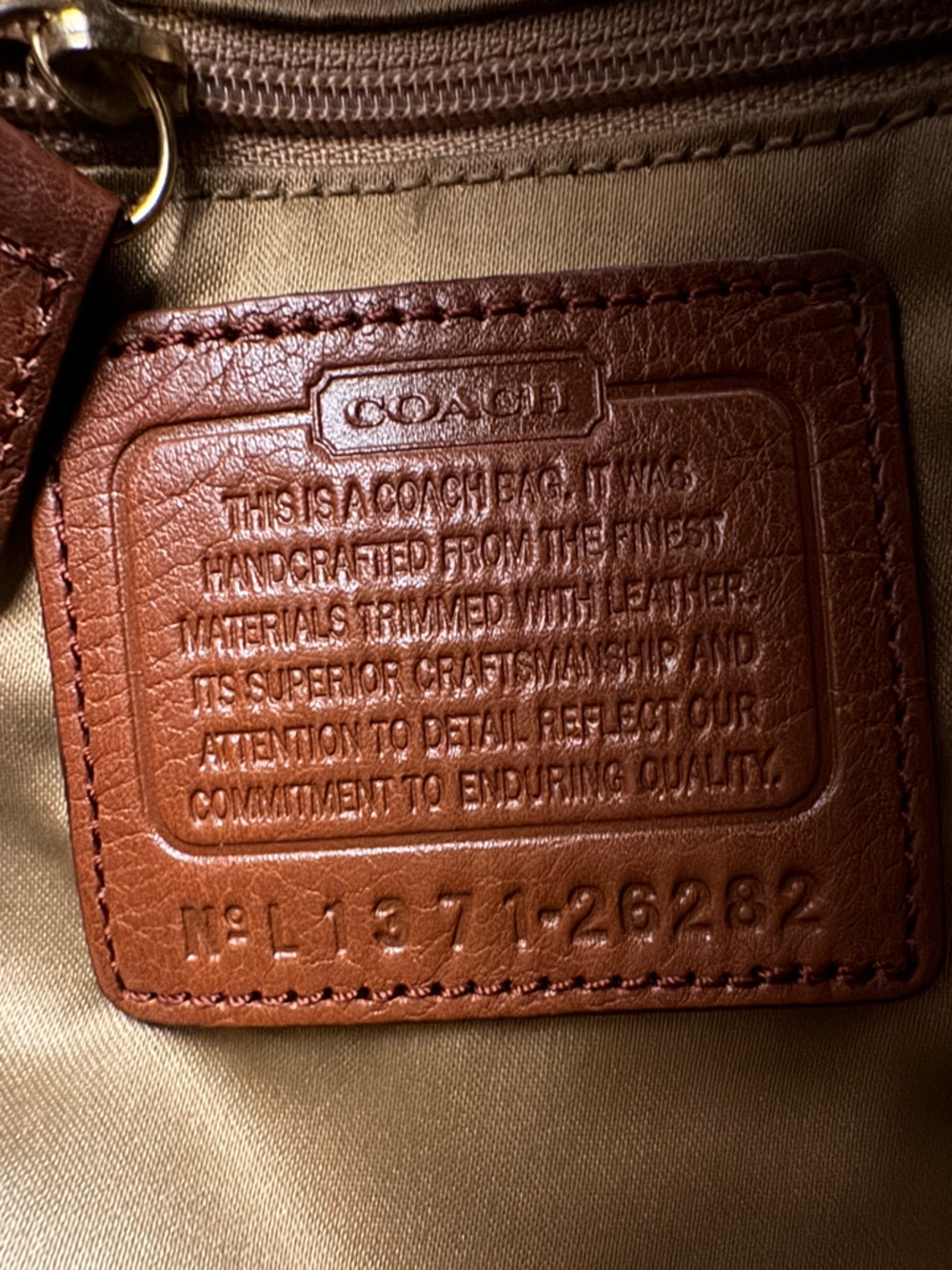 Coach Tan Signature Canvas Shoulder Bag with Brown Leather Trim - Picture 5 of 15